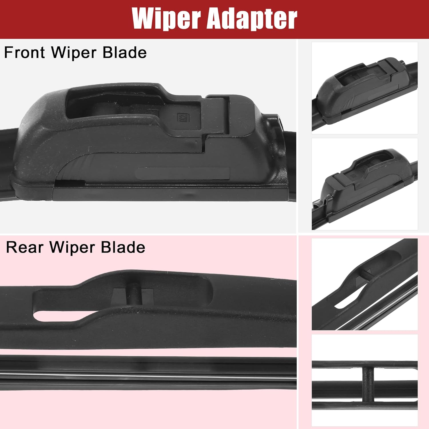 ACROPIX 26" 20" 14" Front Rear Windshield Wiper Blade Set Fit for Ford Edge 2007-2015 with J/U Hook - Pack of 3 Black
