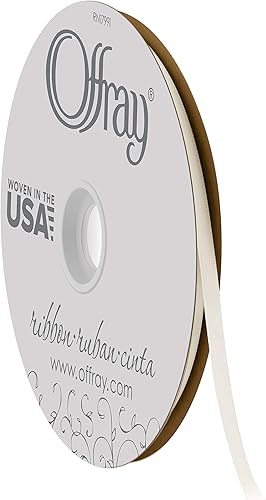 Offray Cinta doble faz de satén, carrete de 78 pulgadas de ancho x 20 yardas, color blanco envejecido