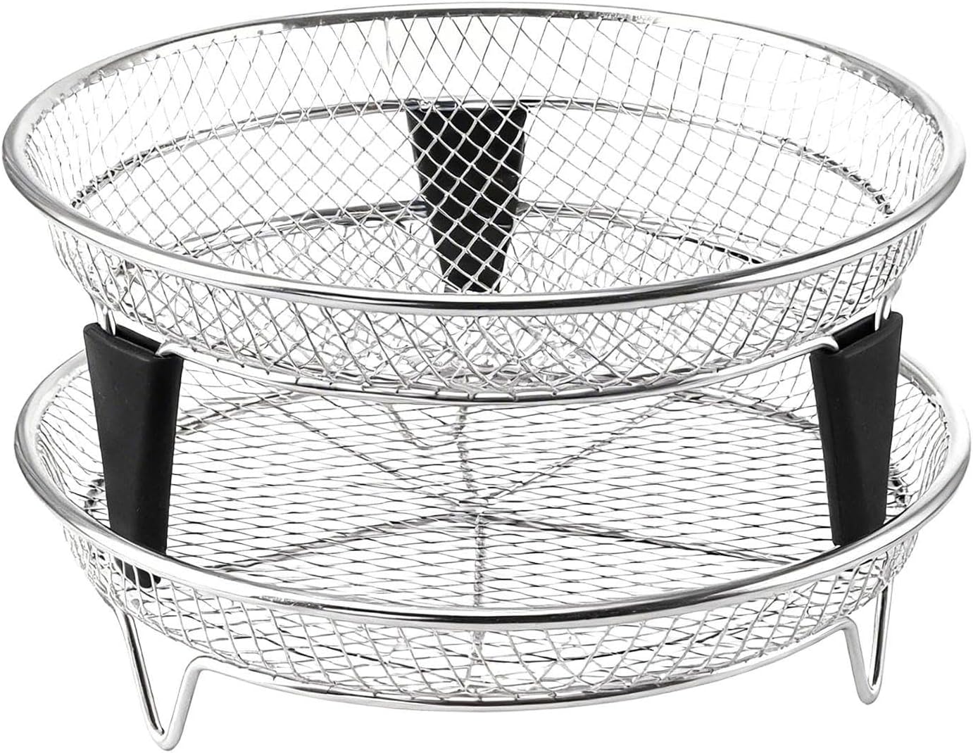 2PCS Air Fryer Accessories Rack Stainless Steel Stackable Dehydrator Racks Air Fryer Tray With Silicone Feet