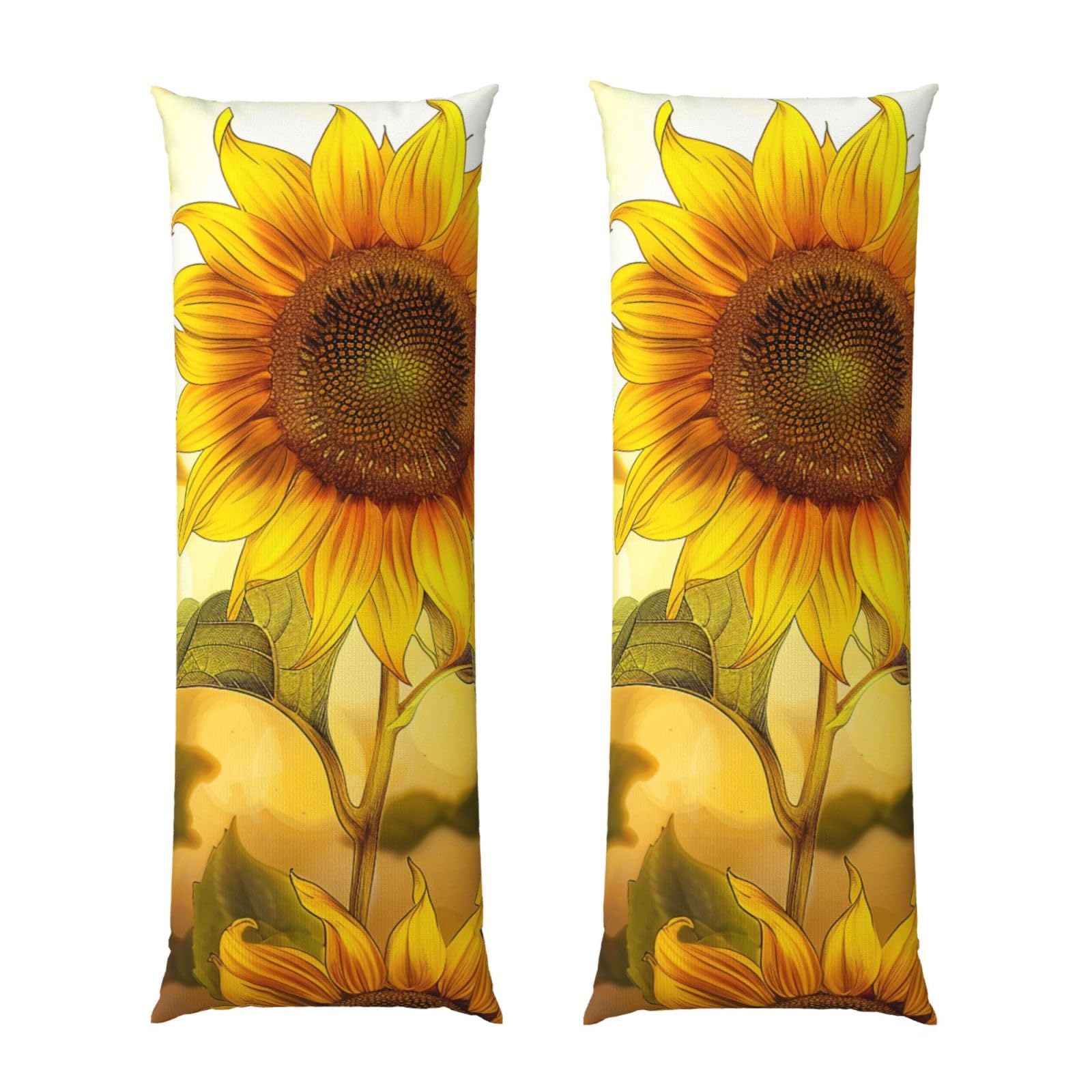 Body Pillow Cover 20x54 Inch, Beautiful Yellow Sunflower Print Long Lumbar Pillow Case with Zipper Long Body Pillowcase Decorative for Bed Sofa Bedroom