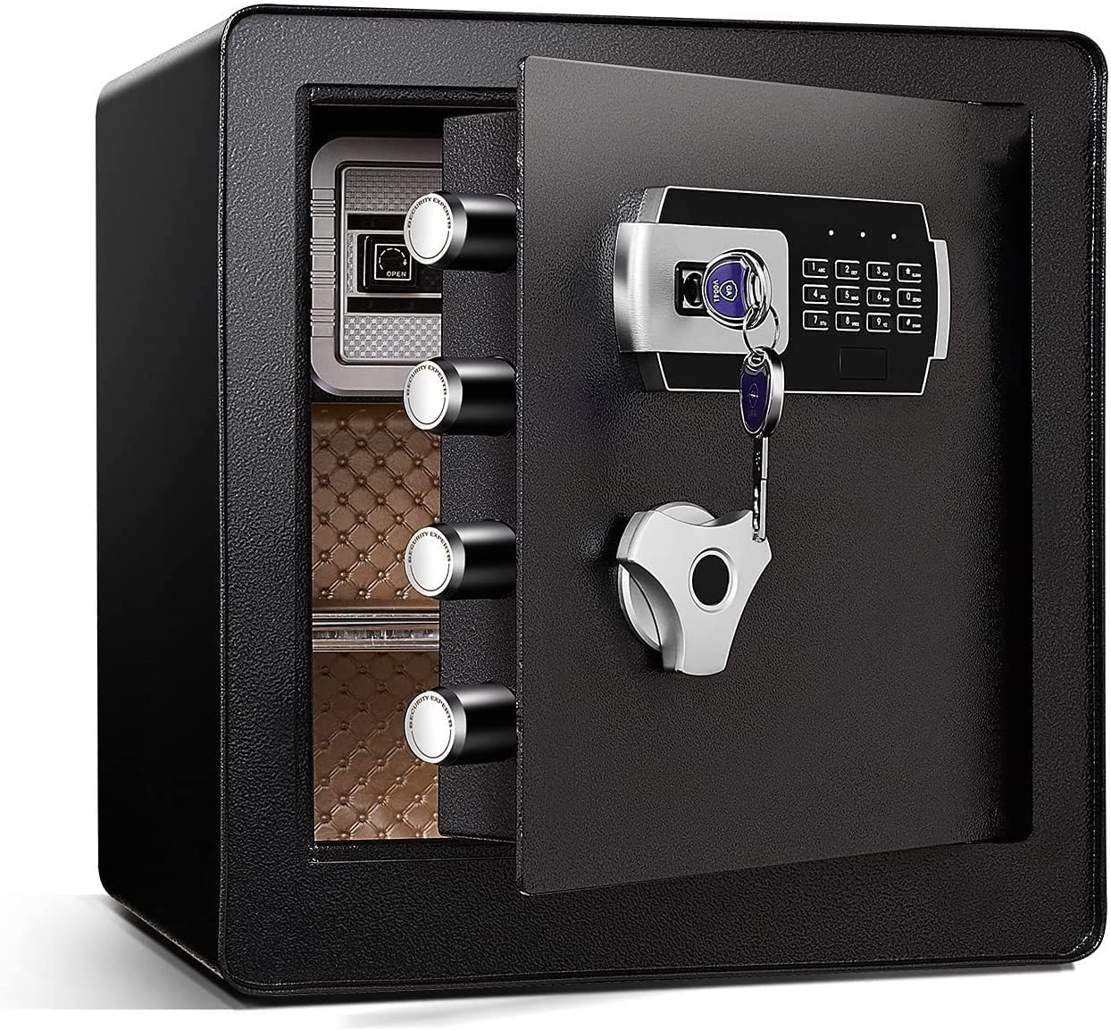 Safe Box Fireproof Waterproof Safe Cabinet Safes Digital Safe Box Primary Fireproof Security Safe with Double Safety Key Lock Password Interior Lock Box Led Keypad Cabinet Safe for Cash Jewelry Gun LE