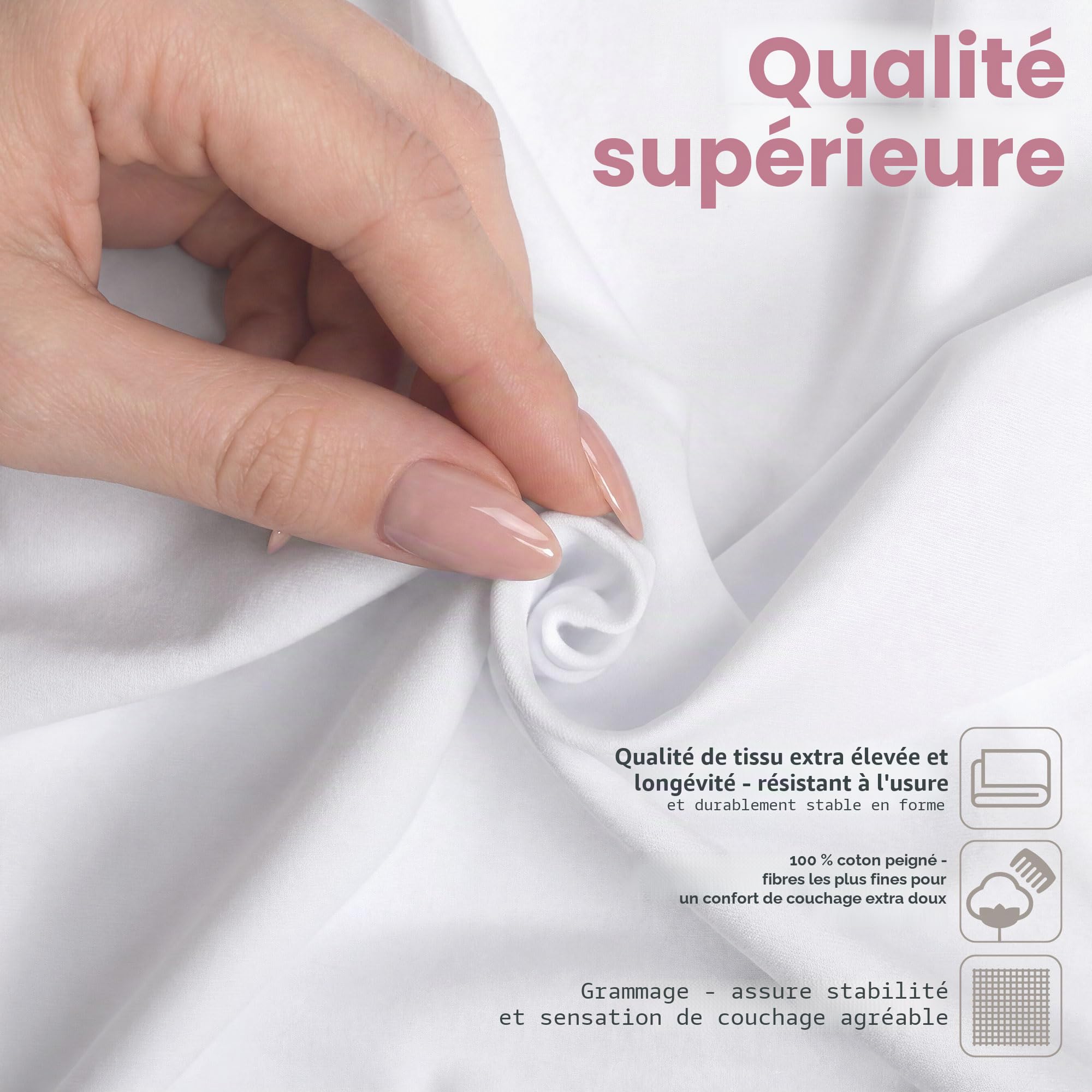 Drap–housse jersey babybay deluxe double pack adapté aux modèles Maxi, Midi, Boxspring, Comfort et Comfort Plus, blanc, 89 x 50 cm (pack double)
