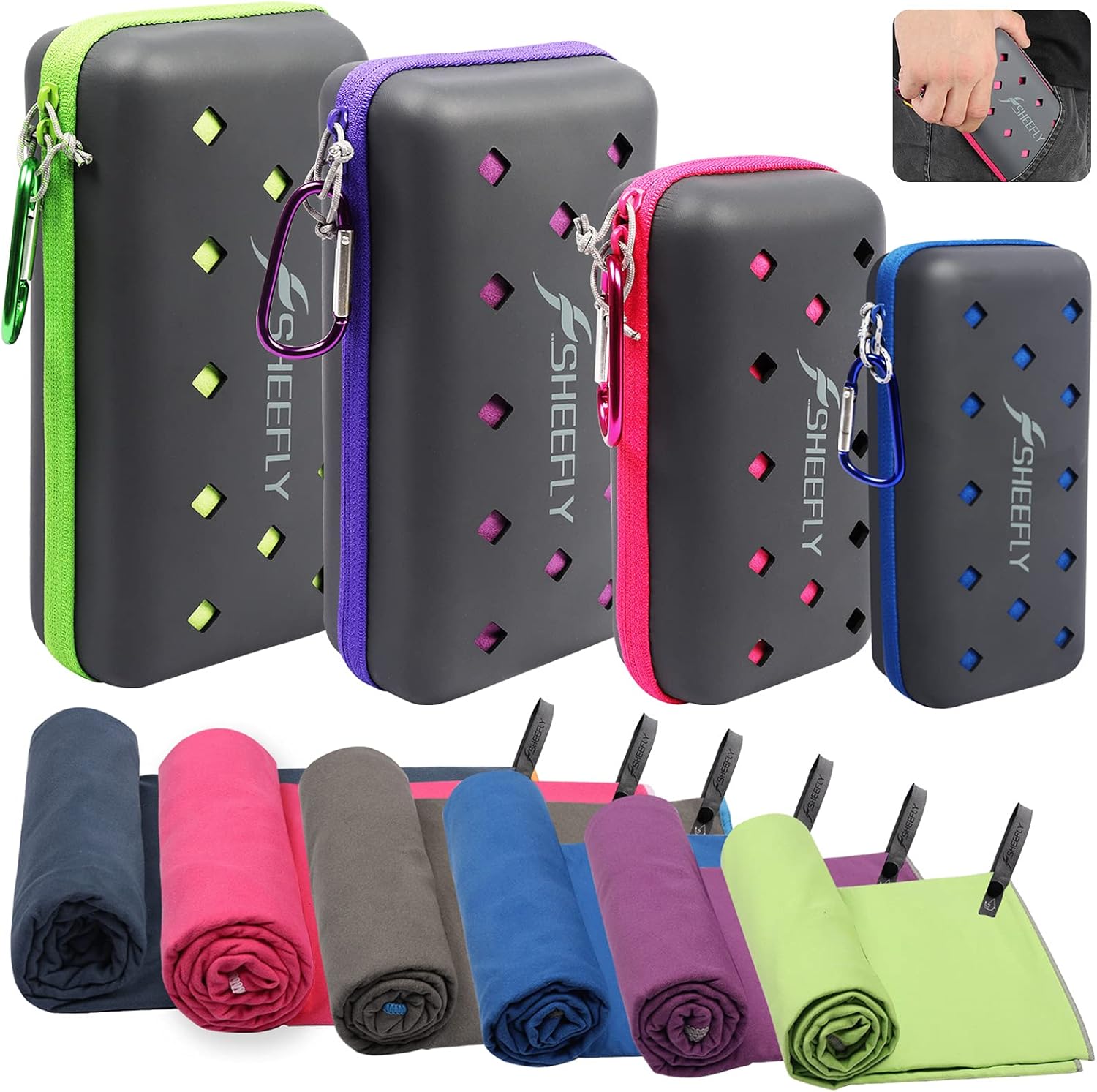 SHEEFLY Microfiber Camping Towel,Quick Dry Towel for Camping,Super