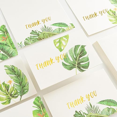 Miniatura 4 de Crisky 4 x 6 Greenery 4 tarjetas de agradecimiento surtidas con sobres (paquete de 50) y calcomanías, tarjetas de felicitación a granel, plantas