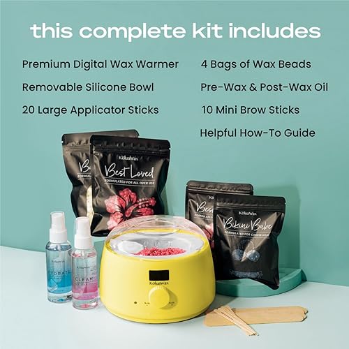 Miniatura 25 de KoluaWax Kit de cera prémium para mujeres, apto para principiantes, kit completo de cera que incluye 14 onzas de cuentas de cera, aplicador, cuidado