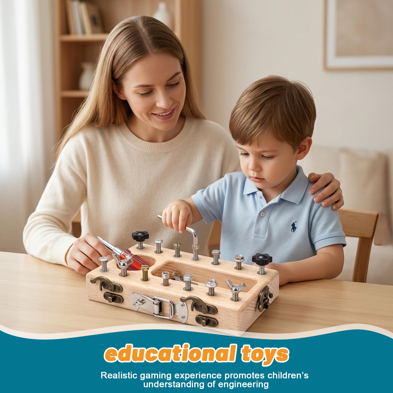 Montessori Spielzeug ab 3 4 5 Jahre, Holzspielzeug Schraubendreher Busy Board Kinder Spielzeug mit Zubehör, Motorikspielzeug Kinderspielzeug Geschenke für Jungen und Mädchen