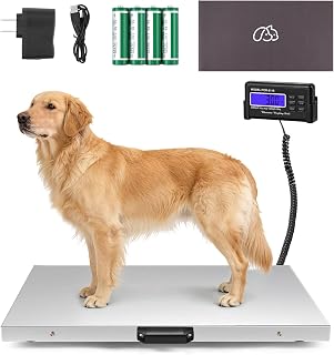 Bonvoisin Dog Scale for Large Breed, 660 x 0.2 lbs Livestock Scale, Shipping Postal Scale with Large Stainless Platform 31.4” x 20.8”, Vet Scale with Rubber Mat