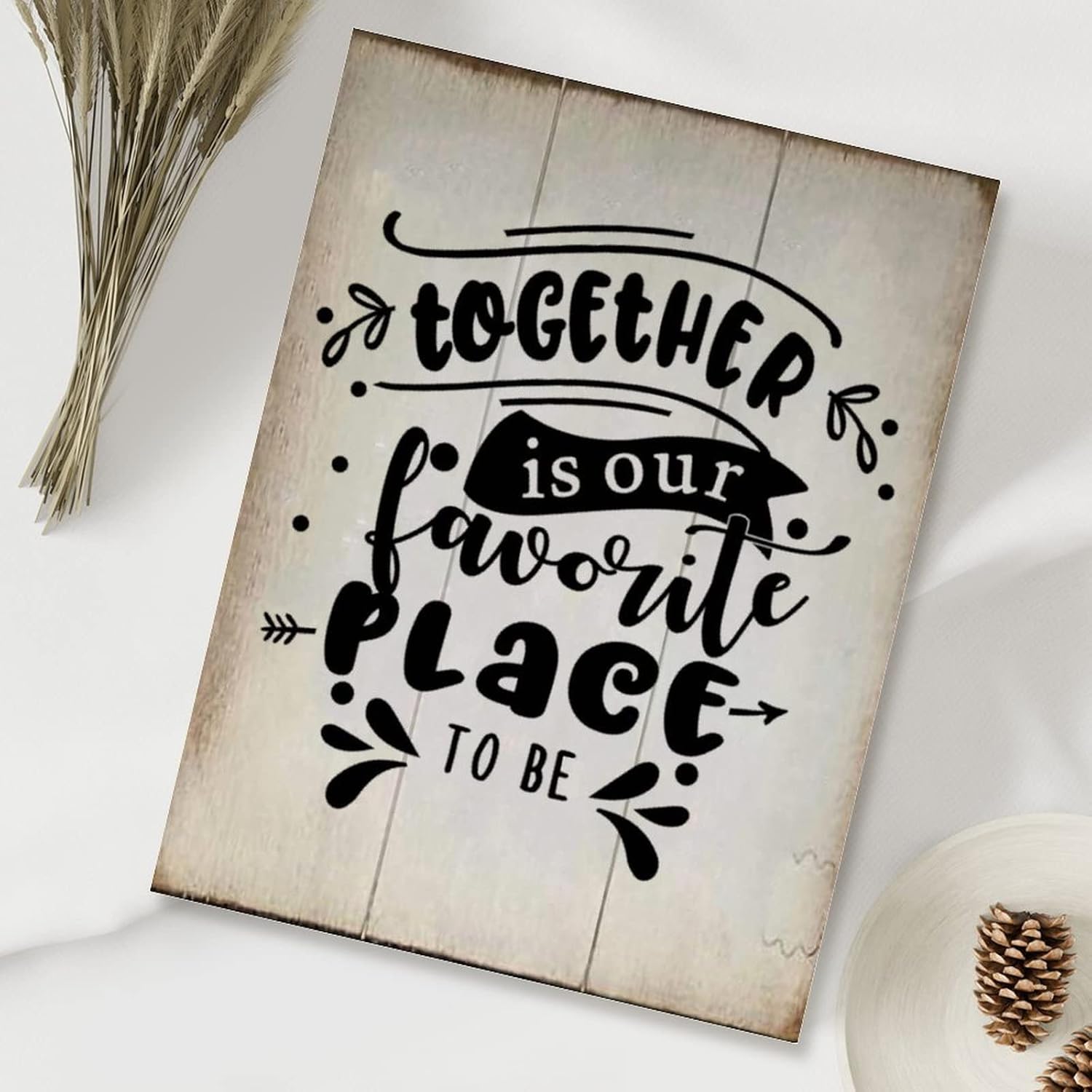 Wood Sign with Quotes Together is Our Favorite Place to Be Wall Hanging Signs Christian Inspirational Quote Wood Sign Plaque Vintage Wall Art Sign 18x24in Housewarming Gift to Friend