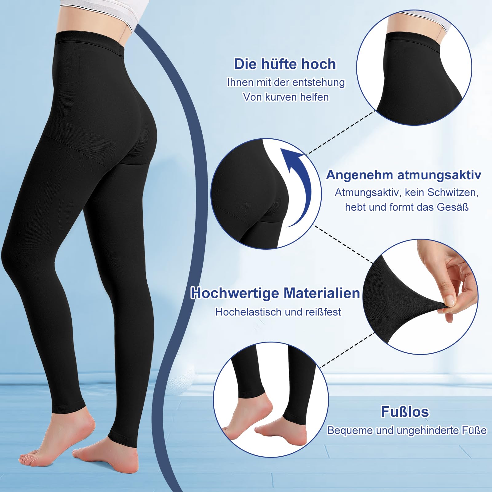 Bas de compression médicaux 20-30 mmHg classe 2, collants de soutien progressif, pantalon de compression opaque à bout ouvert