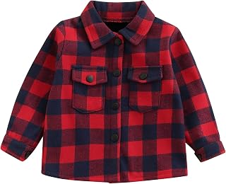 Toddler Boy Girl Coat Plaid Outerwear Lapel Long Sleeve Top Toddler Boy Girl Fall Winter Coats Jacket Outfit