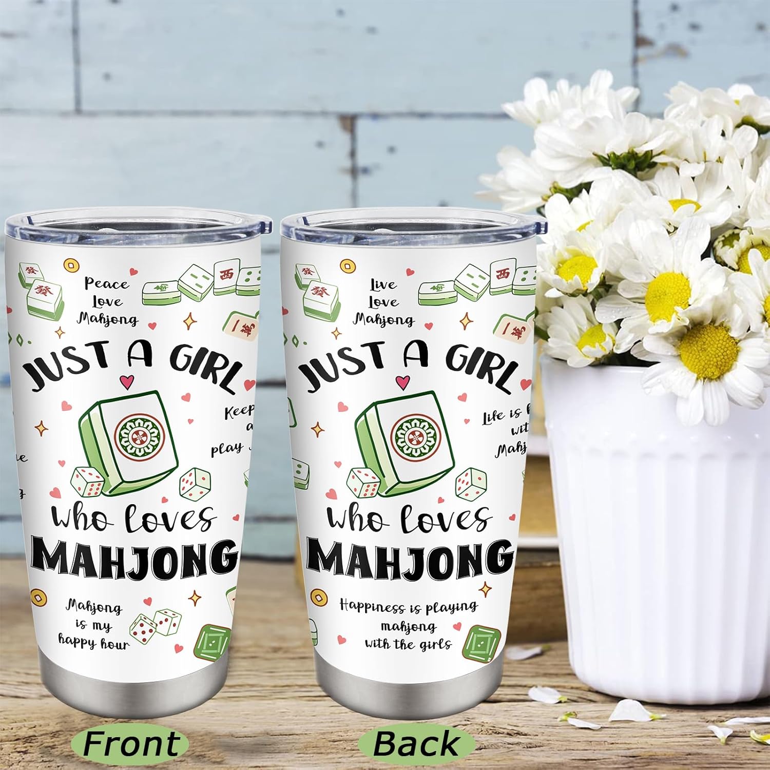 Mahjong Gifts for Women Tumbler 20OZ 1PC, Mahjong Accessories for Her Girls, Mah Jongg Gift, Mah-jong Themed Party Decoration, Christmas Birthday Present Cup for Mah Jongg Lover - Image 6