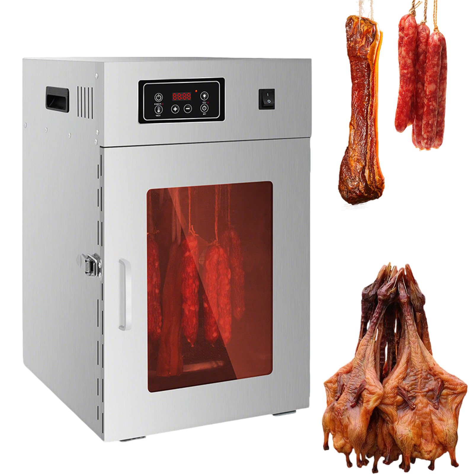 800W Fleischreifeschrank, Reifeschrank Für Fleisch, 360°-Drehung, Temperatureinstellung Von 30–90 °c, mit 14 Haken und Ölabtropfschale, Geeignet Für Trockenfleisch, Obst