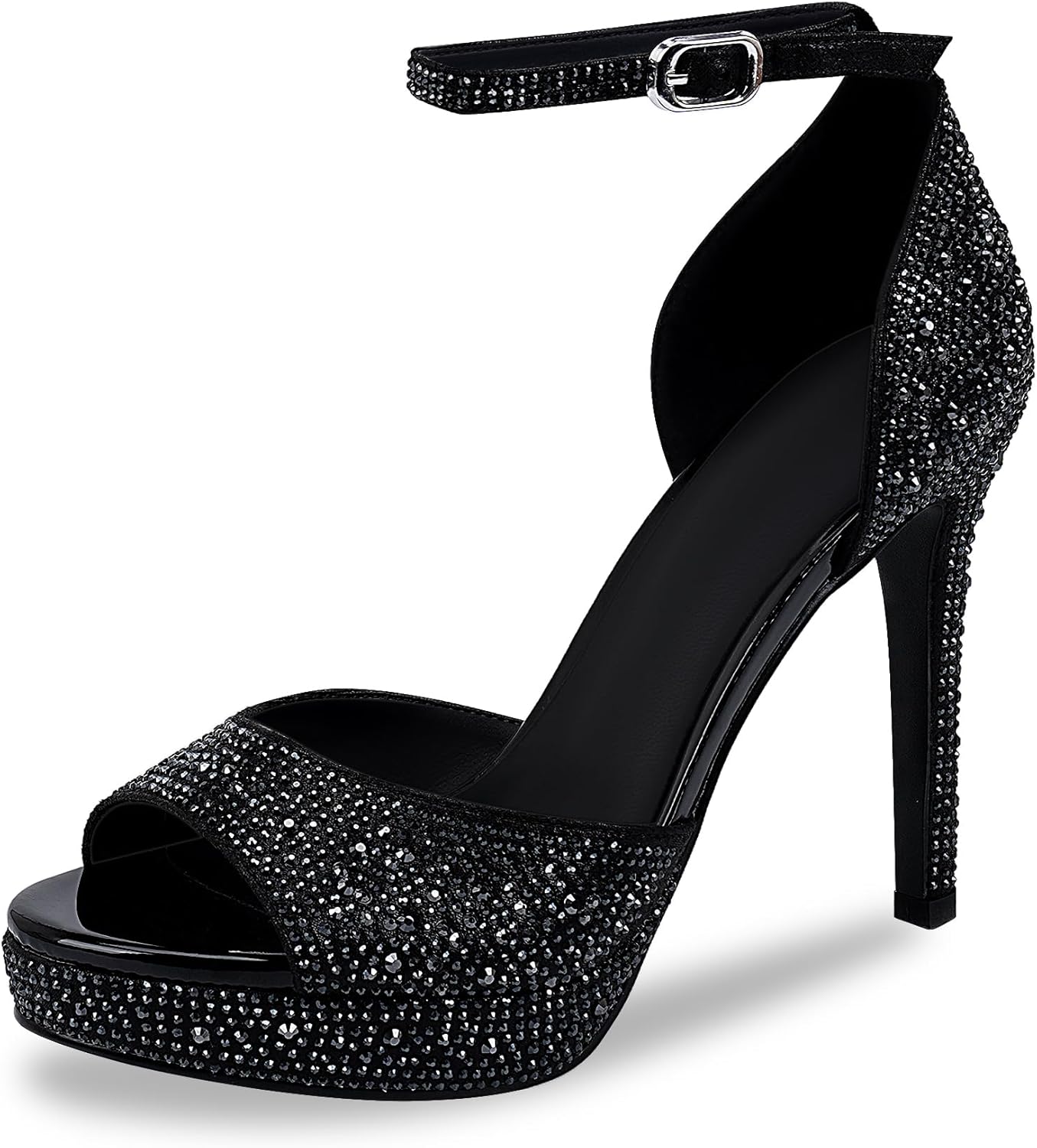 Sparkly Rhinestone High Heel Sandals - Open Toe Design