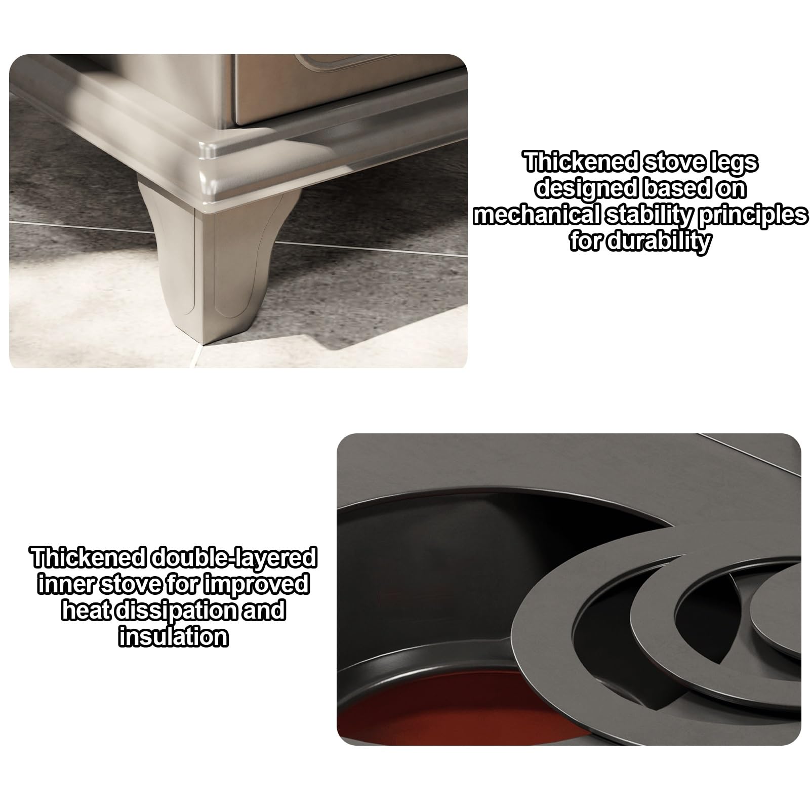 Stufa a Legna Ventilata in Acciaio Laminato a Freddo, Stufa a Legna Piccola, Include Camino e Accessori, per Tenda, Villa, Rifugio, Riscaldamento, Cucina Quotidiana(47 * 47 * 52cm/18 * 18 * 21in)