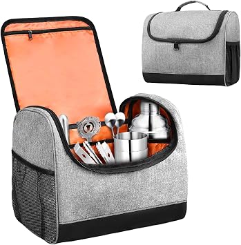 Portable Bartender Bag with Handle - Professional Bar Tool Organizer for Travel | Carrying Case for Cocktail Shaker, Mixing Tools, Accessories | Home, Outdoor, Patio Party EssentialBAG ONLY