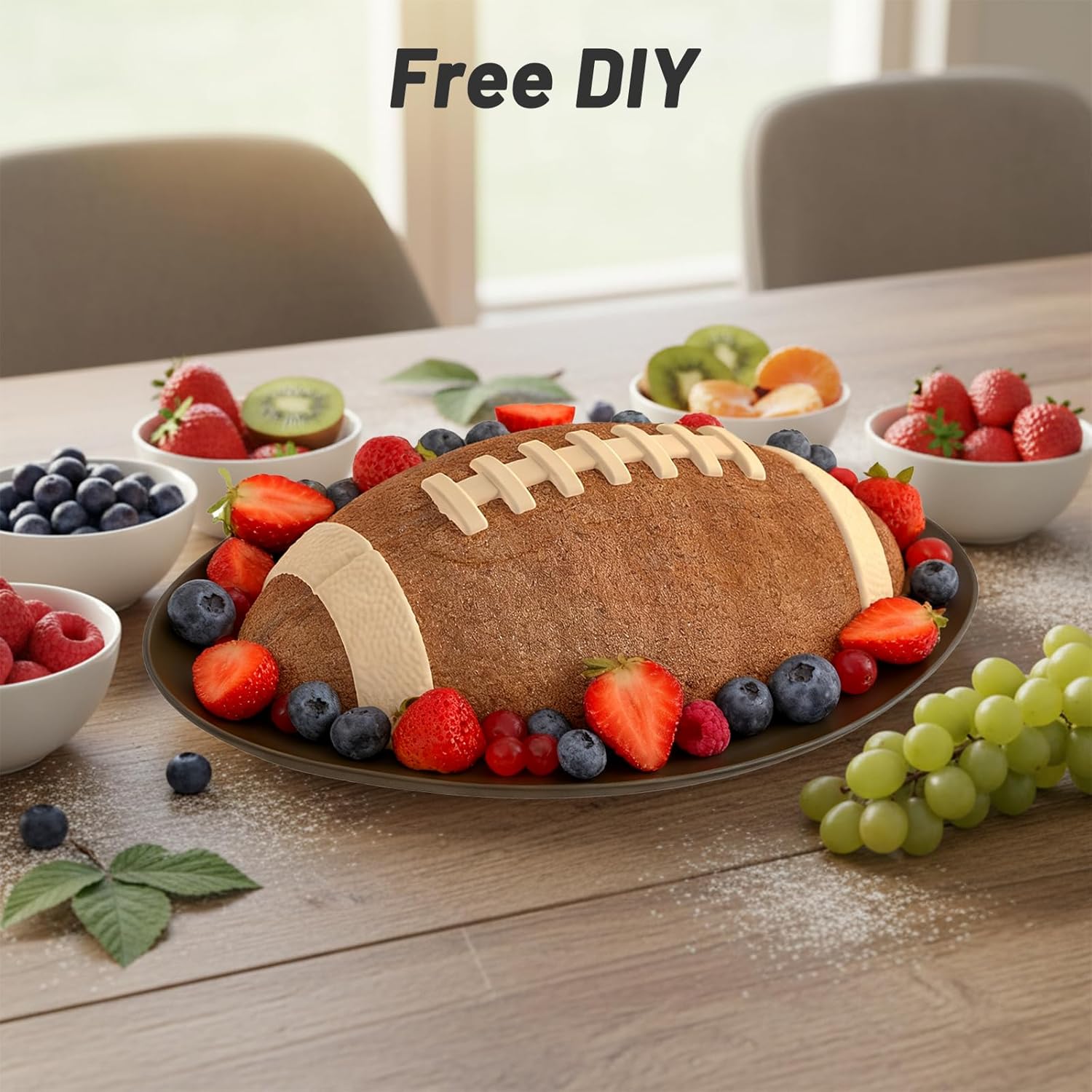 Football Cake Pan 10.5'' x 6.3'' x 4.1'' Football Silicone Mold Nonstick Breakable 3D Cake Chocolate Ice Candy Mold for Baking and Sports-Themed Party (Brown) - Image 5