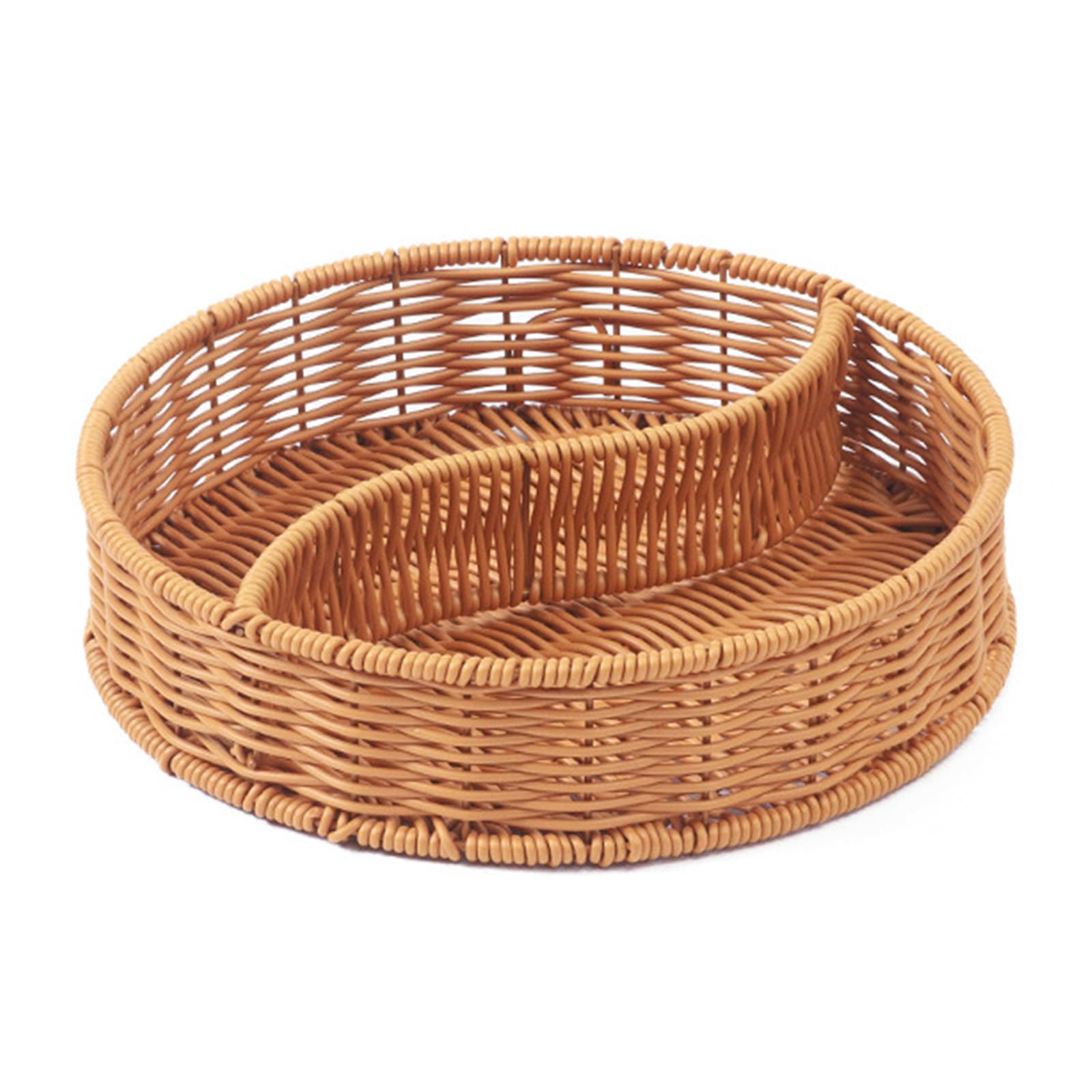 carotoe Imitation Rattan Woven Design Divided Serving Platter Basket for Fruits and Snacks Candy Tray for Easy Organization Fruit Basket