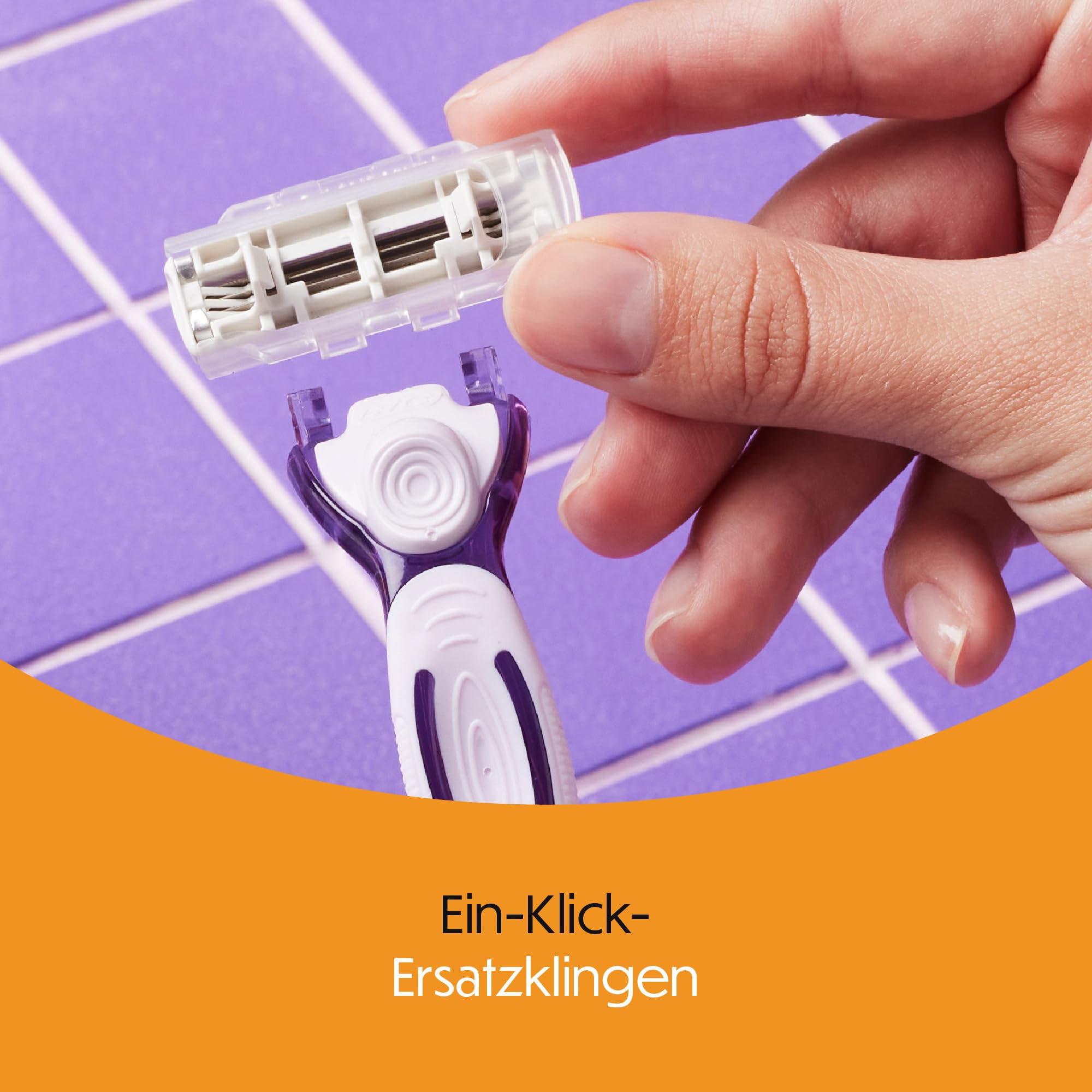 Bic Click 5 Soleil maszynka do golenia do wielokrotnego napełniania, 40% plastikowy uchwyt z recyklingu z gumowym uchwytem, 10 wkładów z 3 ostrzami, pasek smarujący - zestaw 1+10 sztuk, fioletowa
