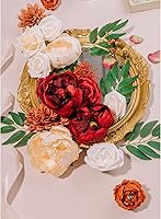 Vista 5 de Juego de cajas combinadas de flores artificiales, flores falsas de seda, ramos de novia, centros de mesa de bricolaje, flores blancas para arreglos