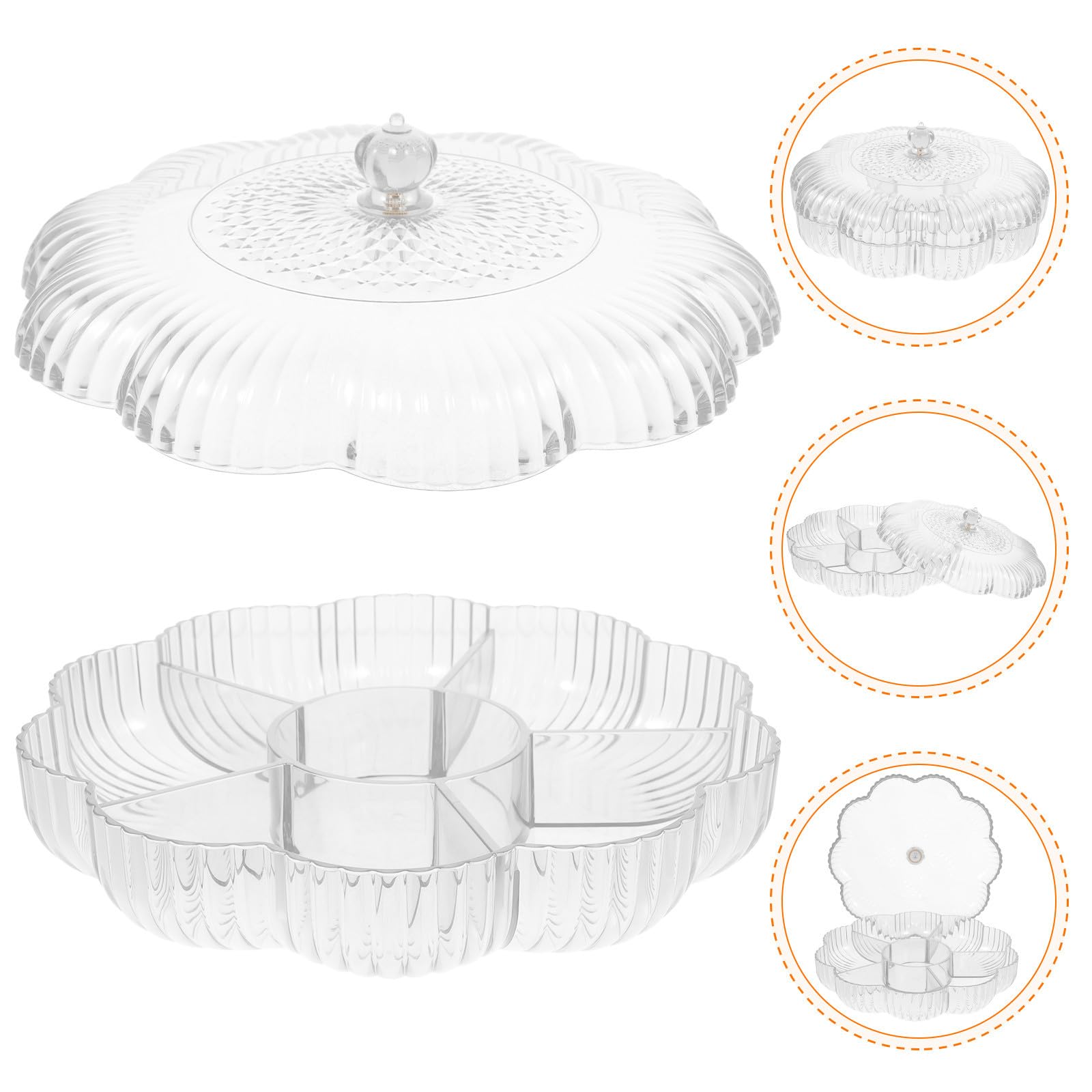 SOLUSTRE Bandeja Dividida para Servir Snacks con Compartimentos Reutilizable Floral para Fiestas y Almacenamiento de Frutas y Dulces Multifunción Hogar