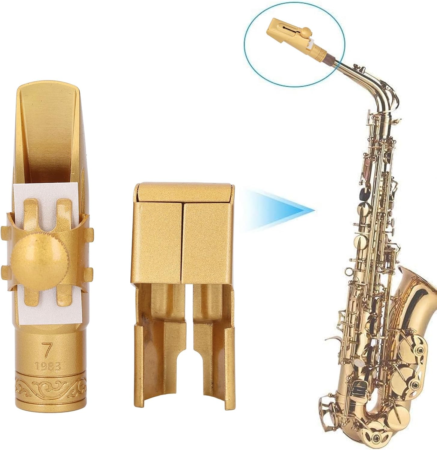 Bb Soprano Saxophone Mouthpiece, #7 Metal Slide Style Brass Soprano Sax Mouthpiece for Beginners