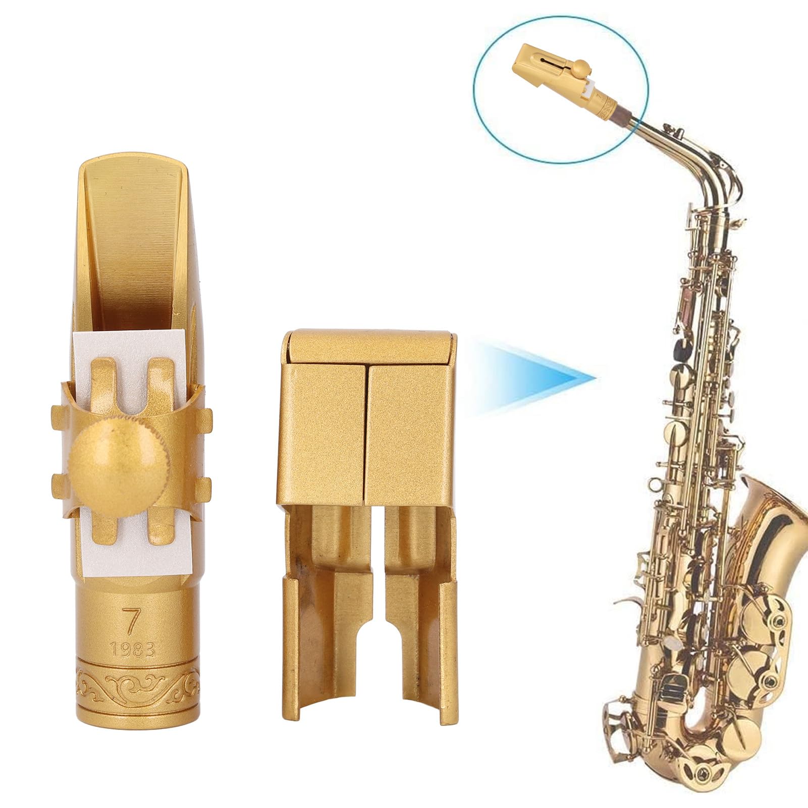 Dpofirs Bocchino per Sax Soprano in Ottone Placcato Oro Smerigliato con Tono Brillante per Esibizioni Professionali e Pratica per Sassofonisti