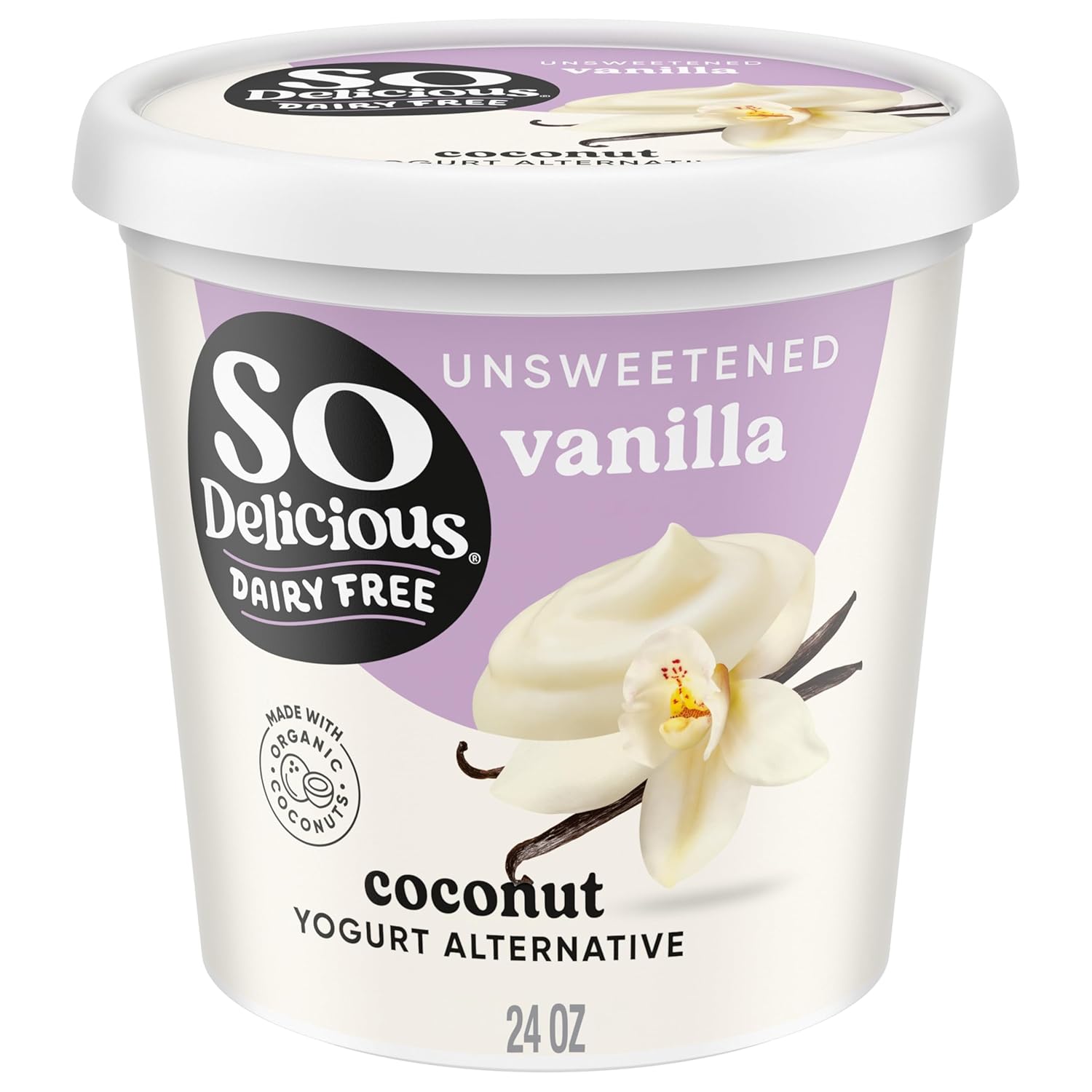 So Delicious Unsweetened Vanilla Coconut Milk Yogurt Alternative - Dairy-Free, Vegan, Gluten-Free, Non-GMO, 24oz Creamy Plant-Based Delight