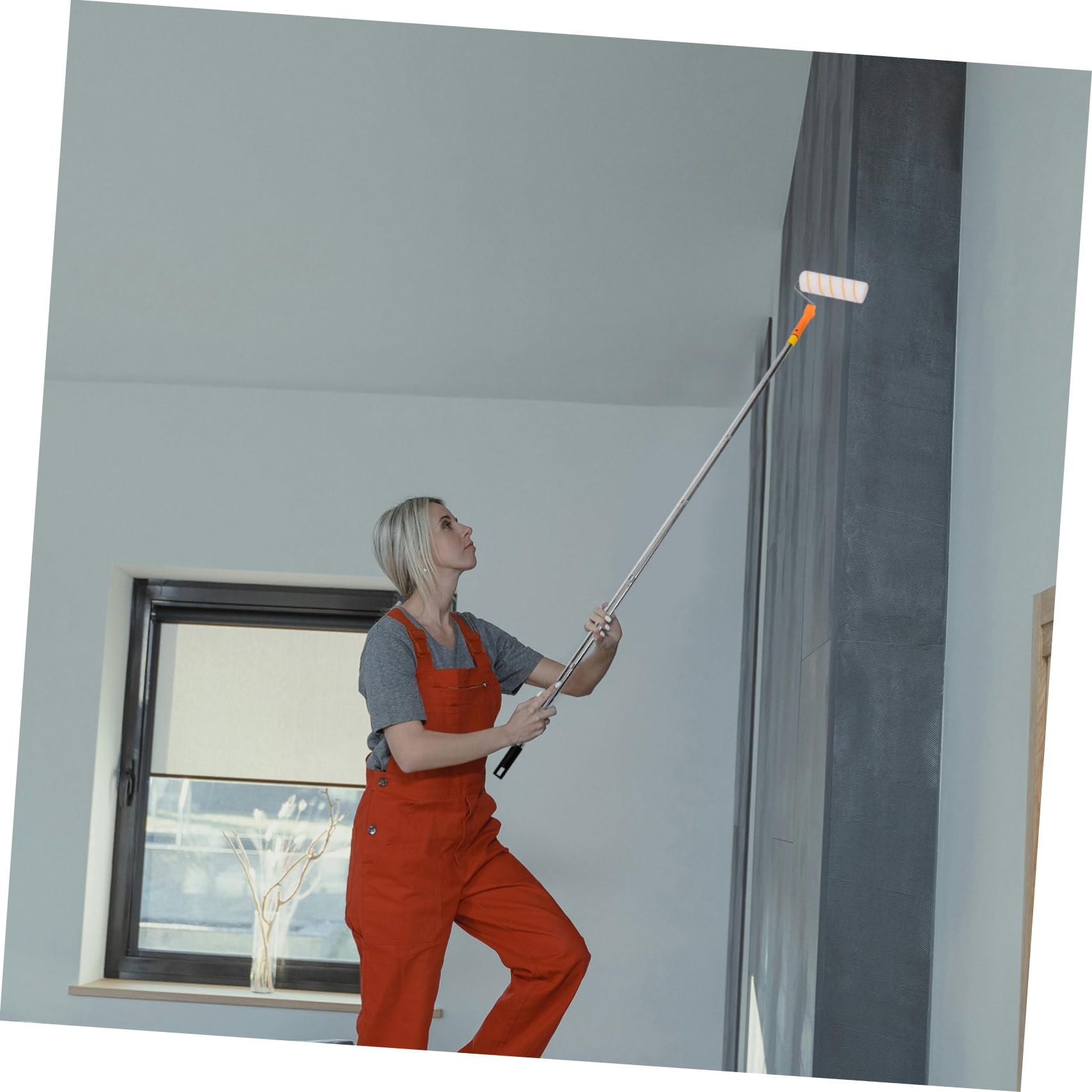 jojofuny Rullo per Pittura con Asta Telescopica 1,8m in Acciaio Inox e Plastica, per Imbiancare Pareti,