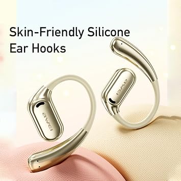 AWEI Wireless Earbuds Bluetooth Headphones 53Hrs Playtime Ear Buds IPX4 Waterproof Sports Earphones Wireless Charging Case Over-Ear Earhooks Headest Suitable for TV,Mobile,Laptops Beige