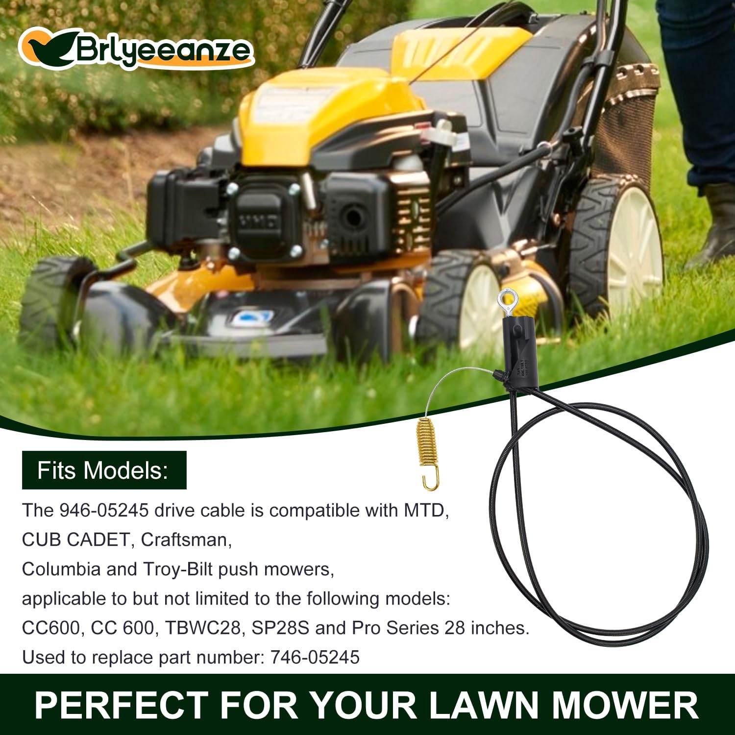 Lawn Mower Clutch Drive Cable 946-05245 Fit for Troy-Bilt Craftsman Columbia Series Pro inch TBWC28 SP28S 28 746-05245