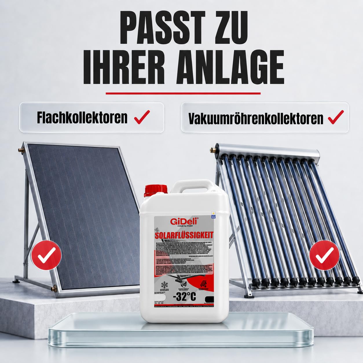 GiDeli Płyn solarny 20 l – ochrona przed zamarzaniem gotowa mieszanka do -32°C – nietoksyczny glikol propylenowy – niezawodna ochrona przed korozją – maksymalna wydajność termiczna – idealny do