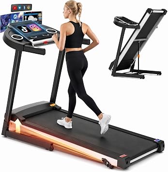 FUNMILY Walking Pad Treadmill with Incline - 3.5HP Foldable Treadmills with 10" HD WiFi Touchscreen, 350 LBS Capacity Smart Running Machine with HiFi Speakers, Popular Apps & Interactive Entertainment