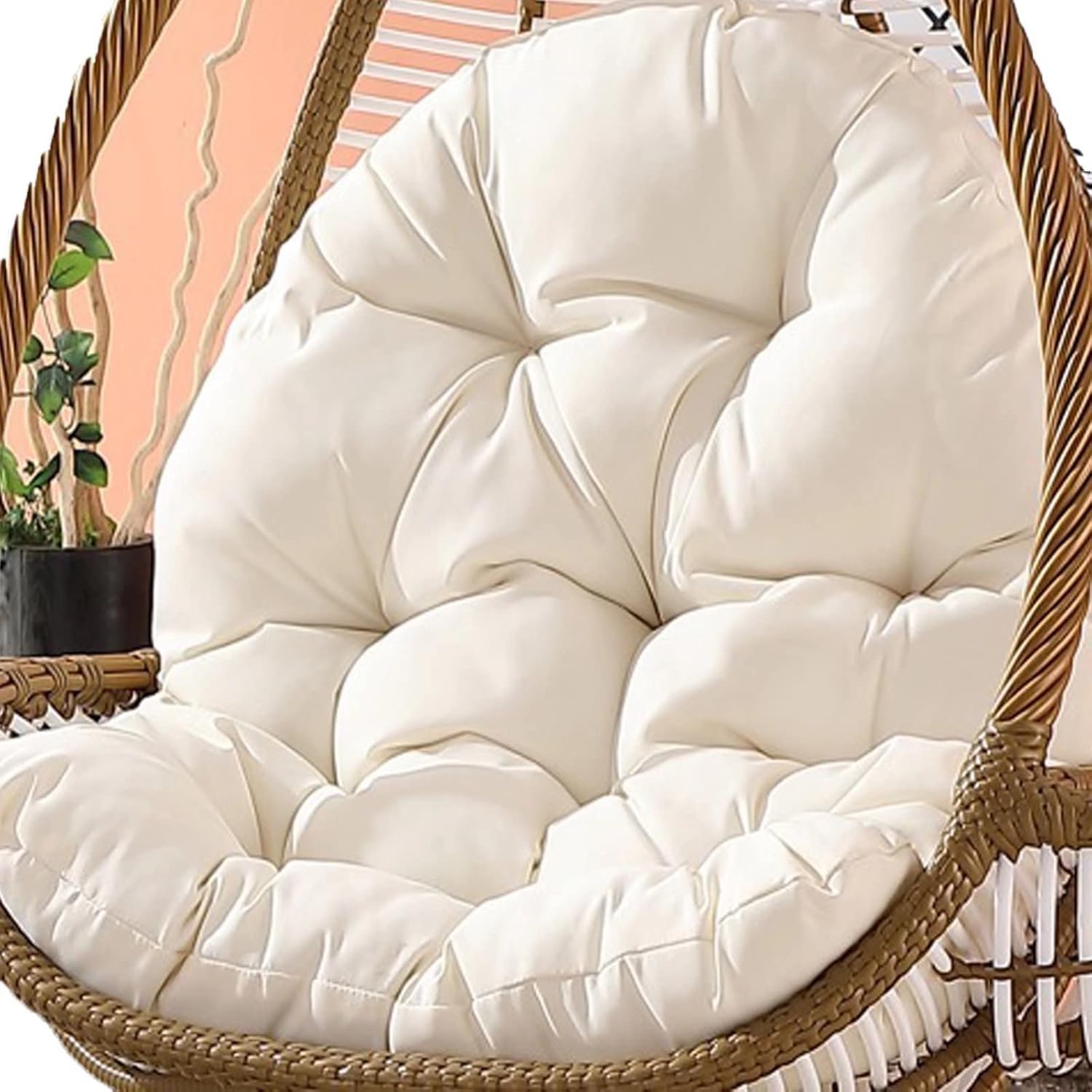 ERTsrhFD Soft Cushion for Hanging Chair Swing, Thick Outdoor Indoor Hammock Pad for Garden(White)