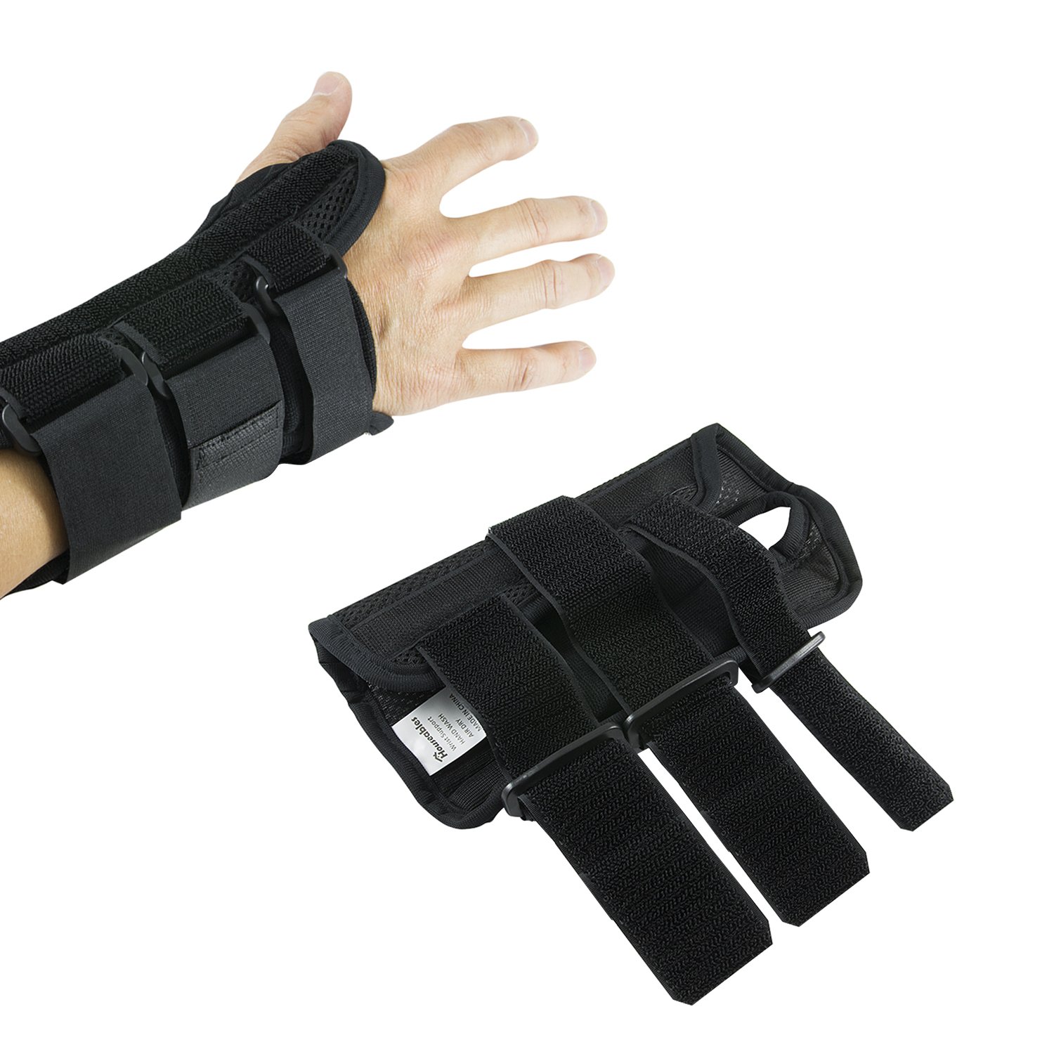 Wrist Brace Pair, Two (2), Large, Carpal Tunnel, Right and Left Wrist Support, Forearm Splint Band, 3 Straps Adjustable, Breathable for Sports, Sprains, Arthritis and Tendinitis