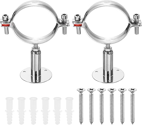 Miniatura 22 de HARFINGTON Juego de 2 soportes de montaje en pared para montaje en techo de acero inoxidable 304, abrazadera de soporte de tubo ajustable