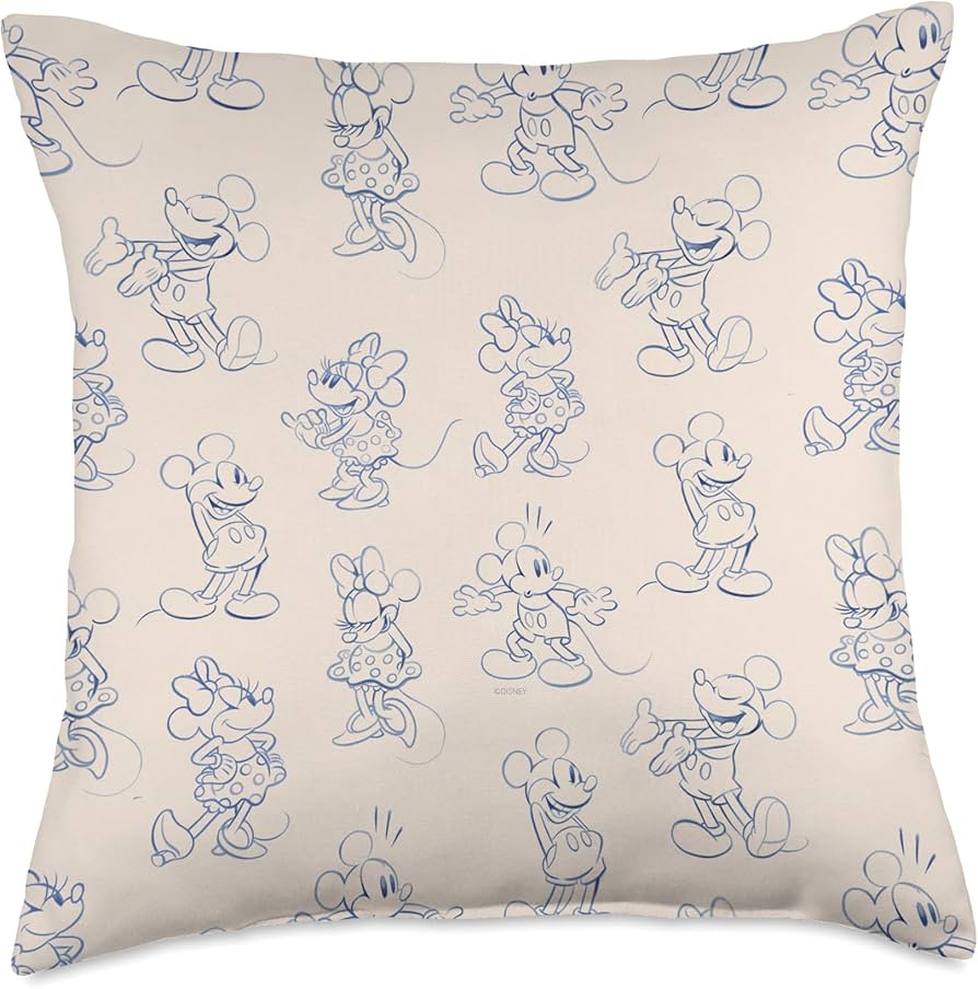 Disney Mickey and Minnie Mouse Retro Vintage Art Reactions Throw Pillow, 18x18, Multicolor