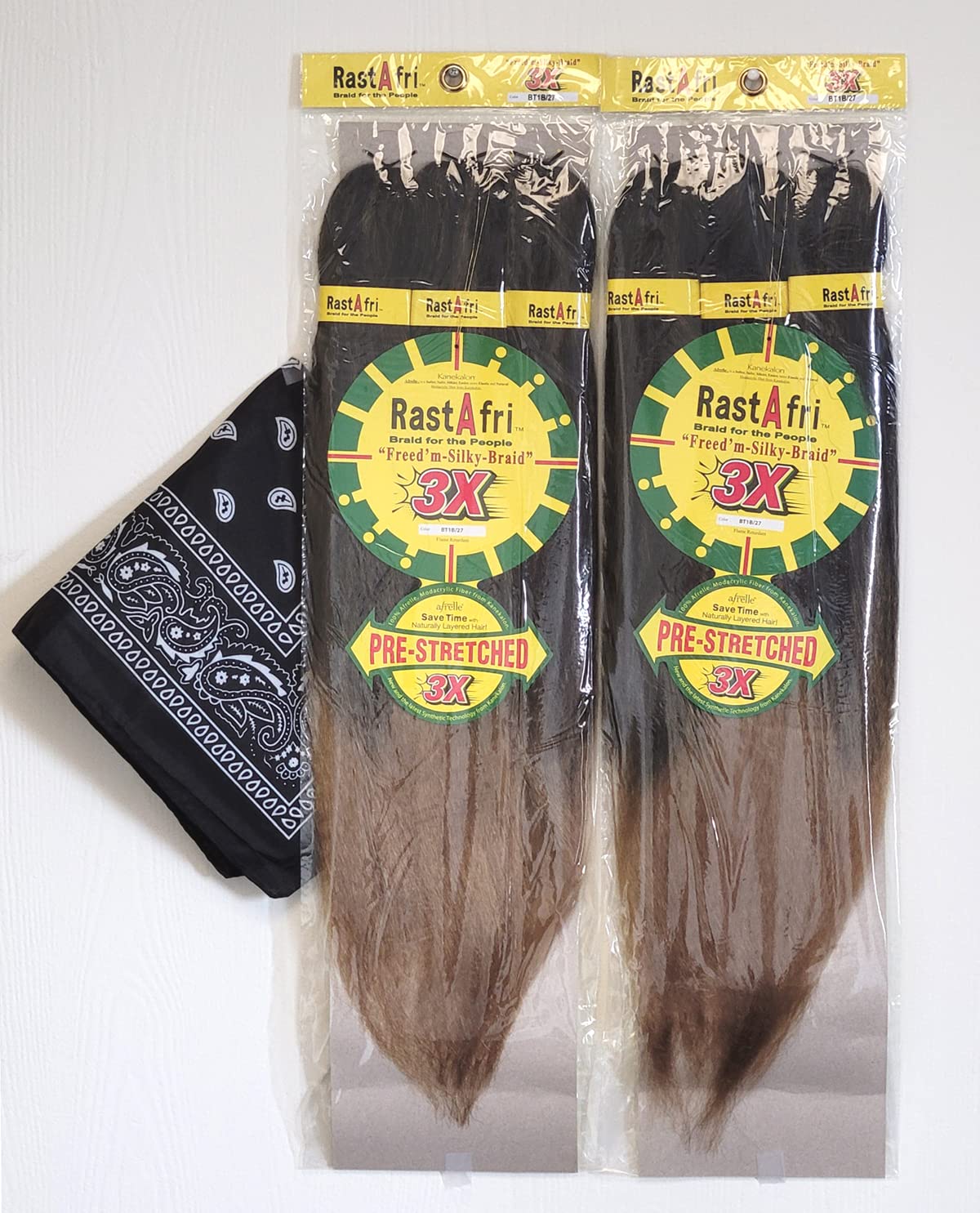 RastAfri PreStretched Silky Braiding Hair 3X with Bandana
