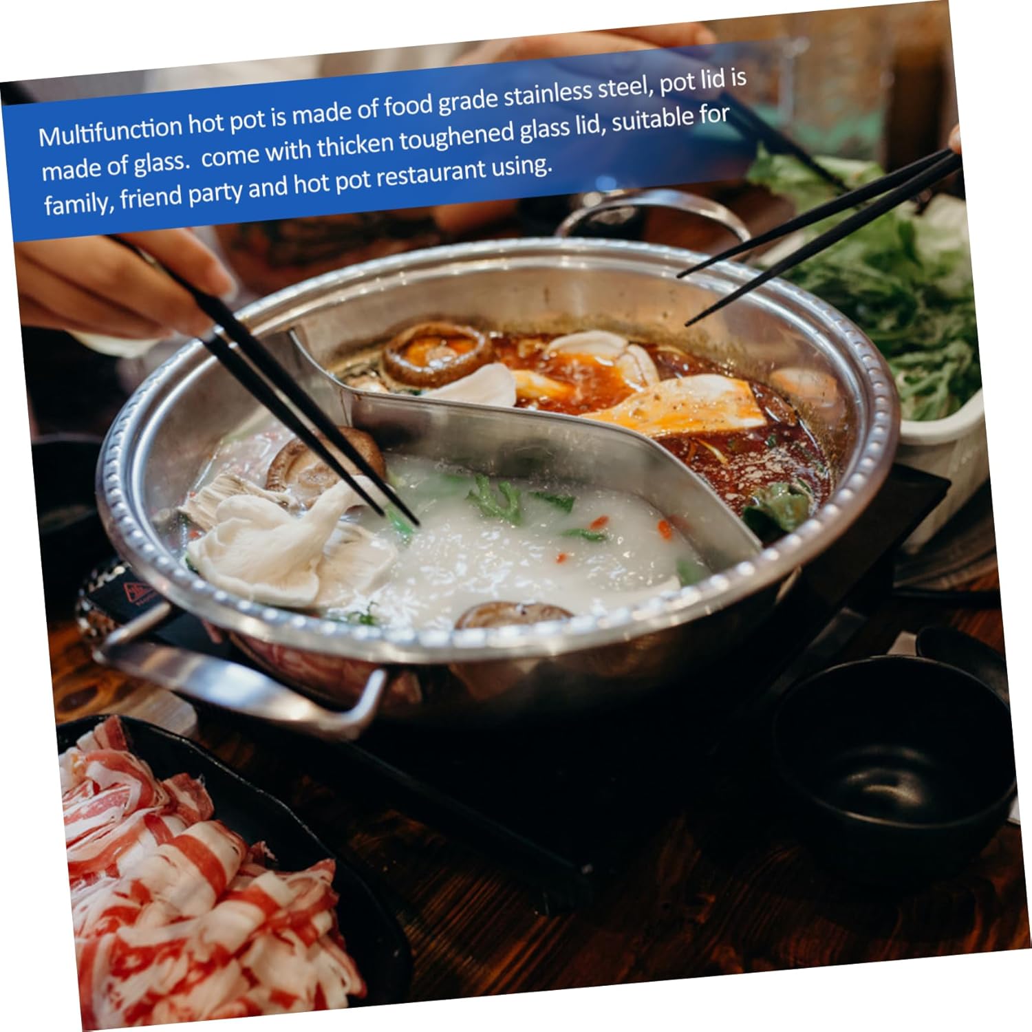 Yuanyang Hot Pot Induction Cooker Pot Cookware Stainless Steel Dual Sided Pan