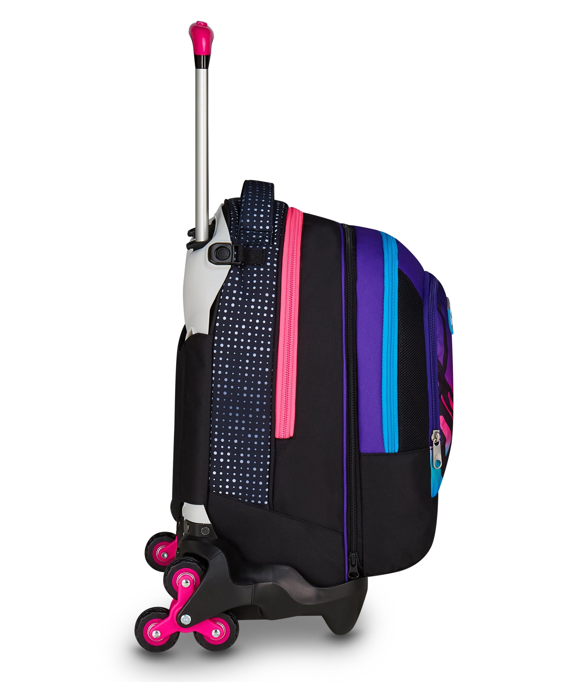 Seven Trolley Scuola Jack 3 Ruote Detach Nuanced, Fucsia Azzurro, Zaino Con Carrello Sganciabile Da 37 Litri, Tasca Borraccia, Zainetto Staccabile, Multiuso e Spazioso, Per Scuola Elementare e Media,