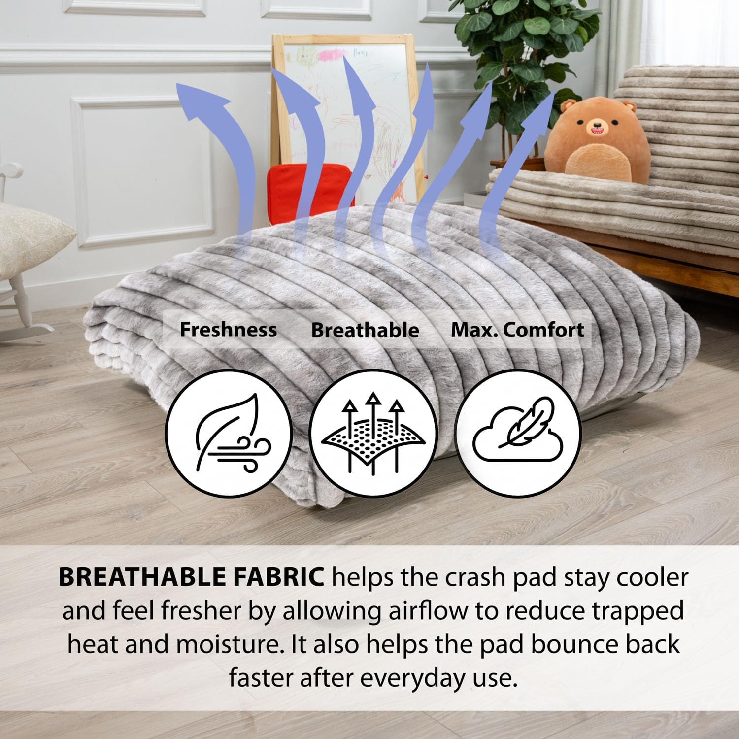 Crash Pad - Sensory Pad with Cover Foam Blocks for Kids and Adults, Ideal Gymnastics Equipment to Jump, Play or Relax - Grey White 36" X 36"