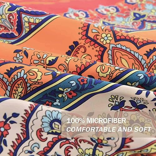 Miniatura 7 de Nanko Juego de edredón de tamaño Queen, color negro, morado, bohemio, geométrico, estampado a rayas, suave, reversible, de plumón alternativo, juego