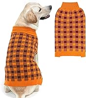 Vista 33 de PUPTECK - Suéteres para perros grandes, medianos y pequeños - Estilo clásico a cuadros de otoño, abrigo de invierno para cachorros, ropa cálida