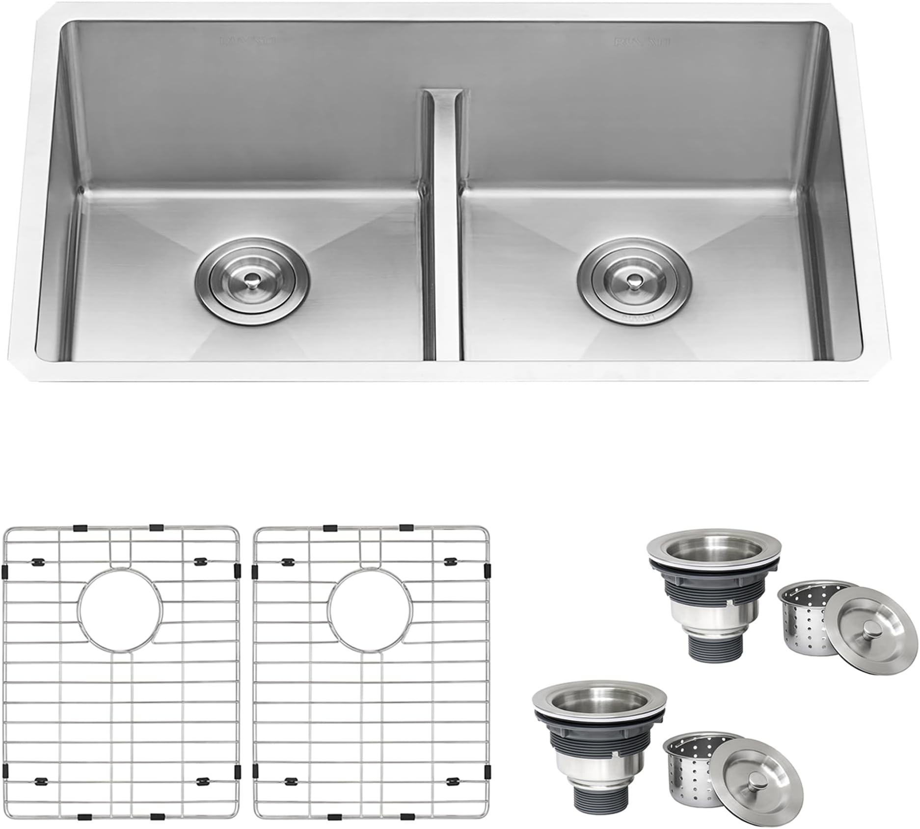 30-in 50/50 Low-Divide Double Bowl Undermount Kitchen Sink- RVH7355