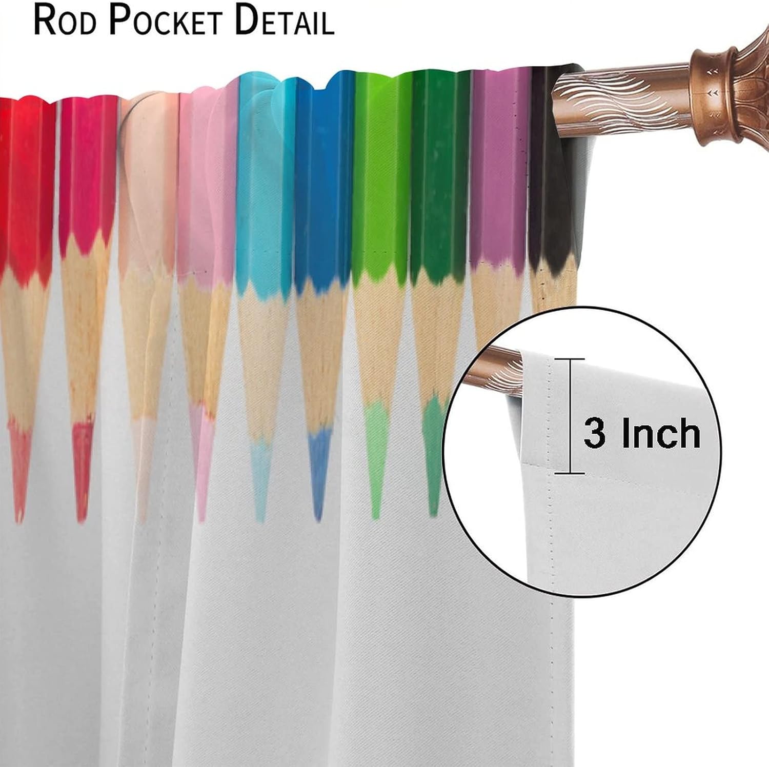 Colored Pencil Curtains, Colored Pencil Drawing Theme Elementary School Creative, Kids Boys Girls Bedroom Kitchen Cafe Decorative Curtains, 2 Sets of Panels, 52x84 Inch. Multi-Color