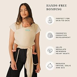 Moby Baby Wrap Carrier Classic for Newborns to Toddlers (8-33lbs), Infant Sling Carrier, Lightweight & Hands Free Design, Adjustable for All Body Types (Sand Dollar)