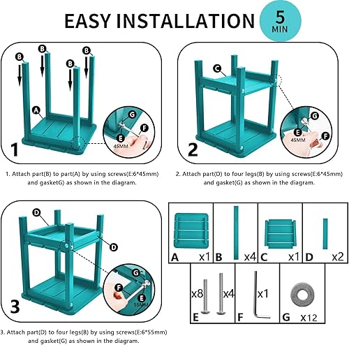 Miniatura 7 de Adirondack - Mesa auxiliar pequeña para exteriores, mesa auxiliar de plástico para exteriores (azul marino)