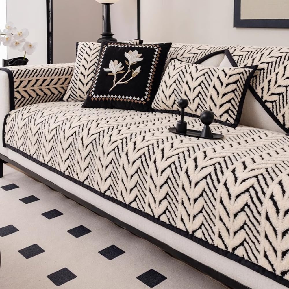 Housse de canapé d'angle en peluche lavable noire 90 x 70 cm