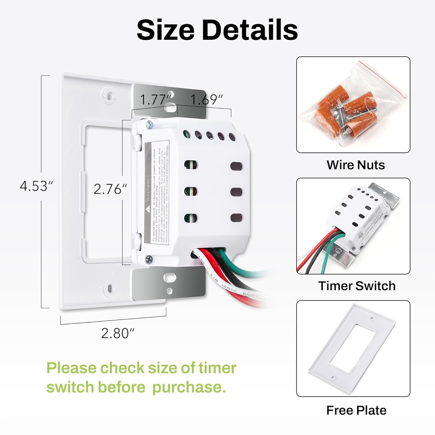 BN-LINK Countdown Digital Wall Timer Switch for Exhaust Fan with Push Button 5-10-20-30-45-60mins, Bathroom Fan Light Switch Timer Indoor, Neutral Required, Wall Plate Included, White, ETL Listed - Image 5