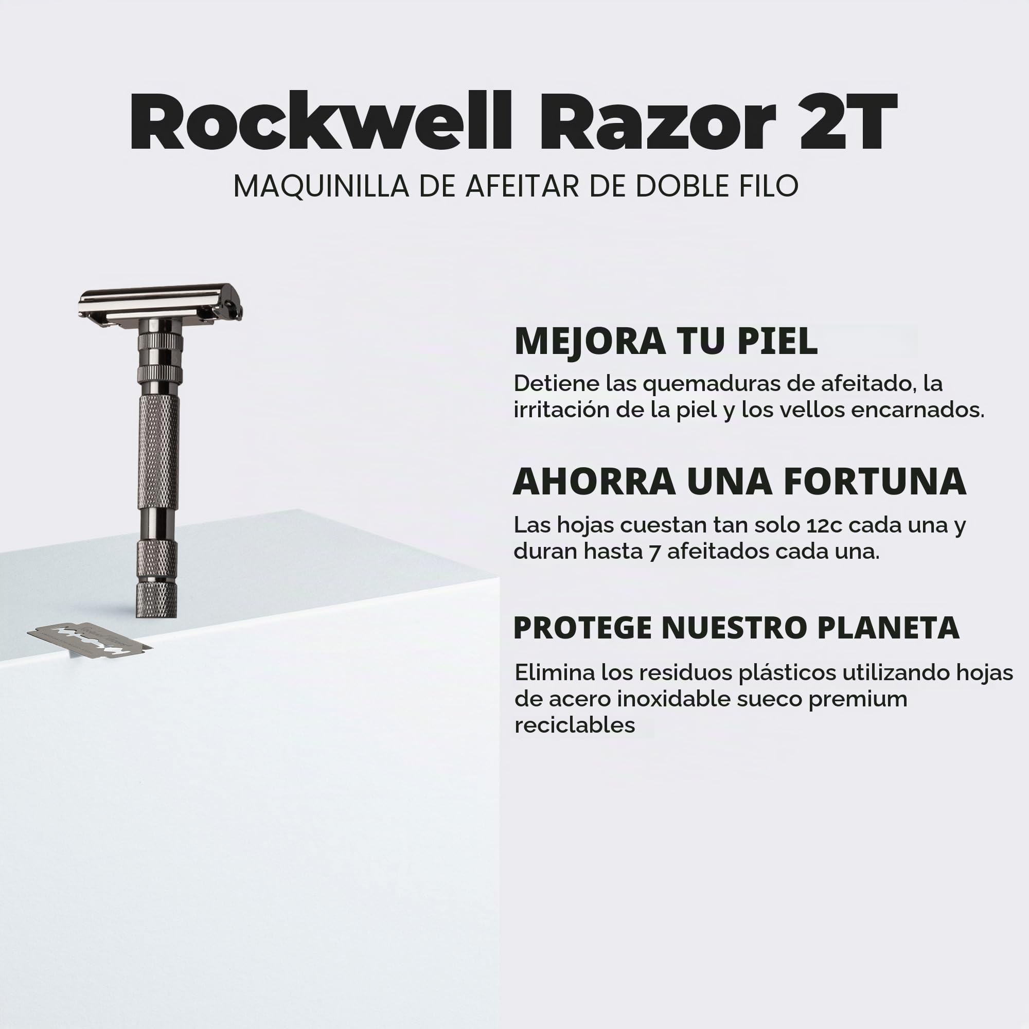Rockwell - Afeitadora de seguridad T2 ajustable TTO Gun Metal