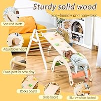 Vista 3 de deli 7 en 1 Juego de Triángulo Pikler, Juego de Triángulo de Escalada para Niños Pequeños de Tamaño Grande, Gimnasio Infantil de Madera